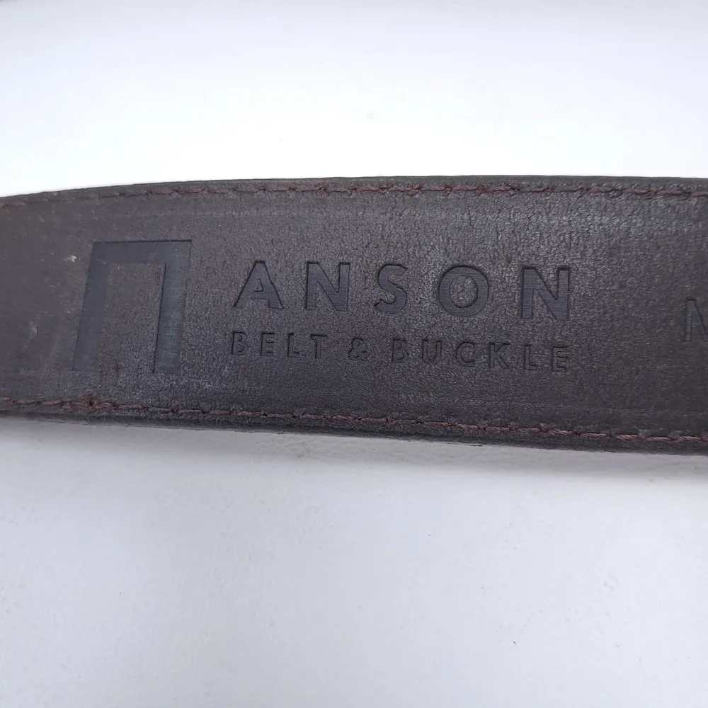 Anson Belt Golf Ball Ratchet Buckle Leather Adjustable Brown No Holes 37